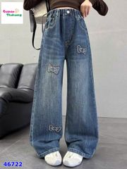 Quần Jean xanh thêu nơ