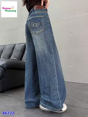 Quần Jean xanh thêu nơ