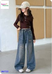 Quần Jean xanh thêu nơ