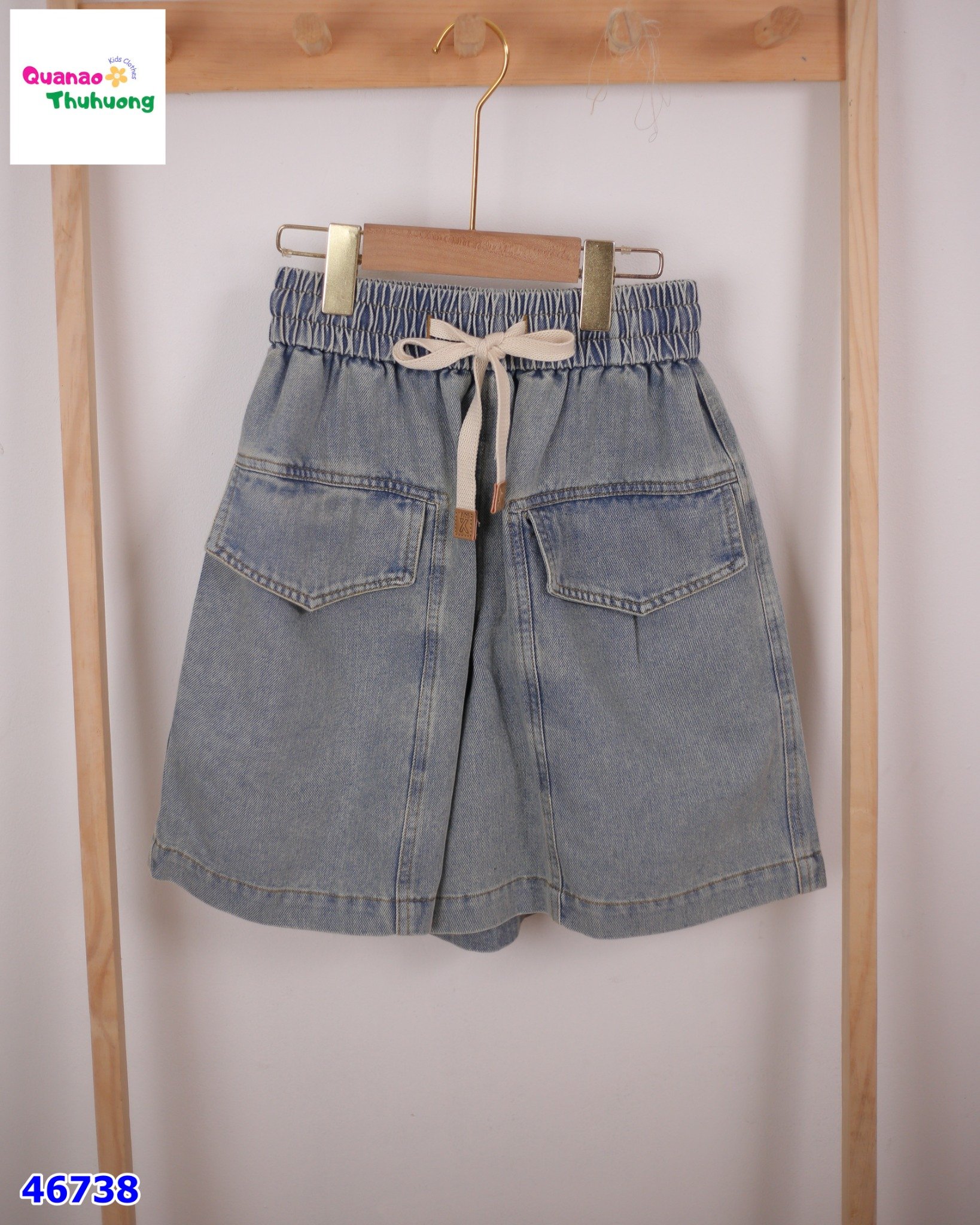 Quần short jean phối túi