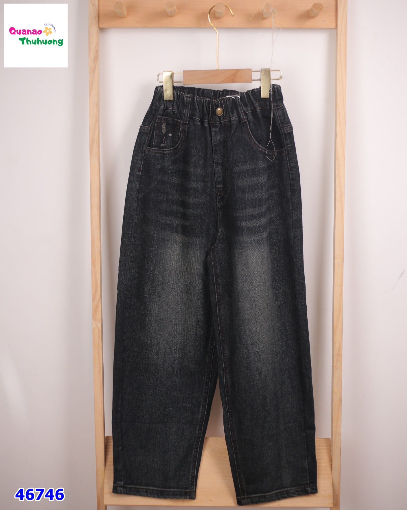 Quần jean Bantang đen túi chư R winter