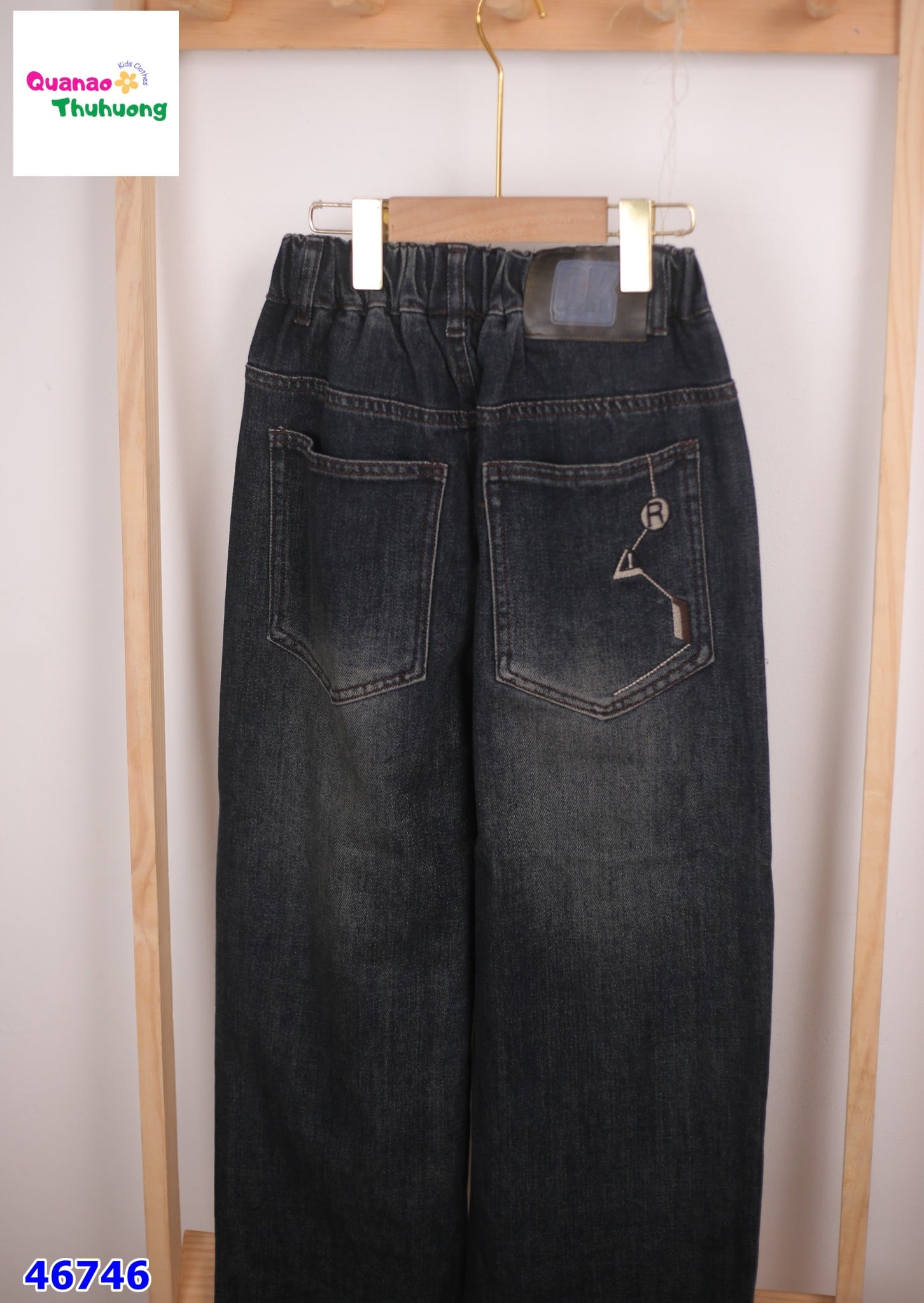 Quần jean Bantang đen túi chư R winter