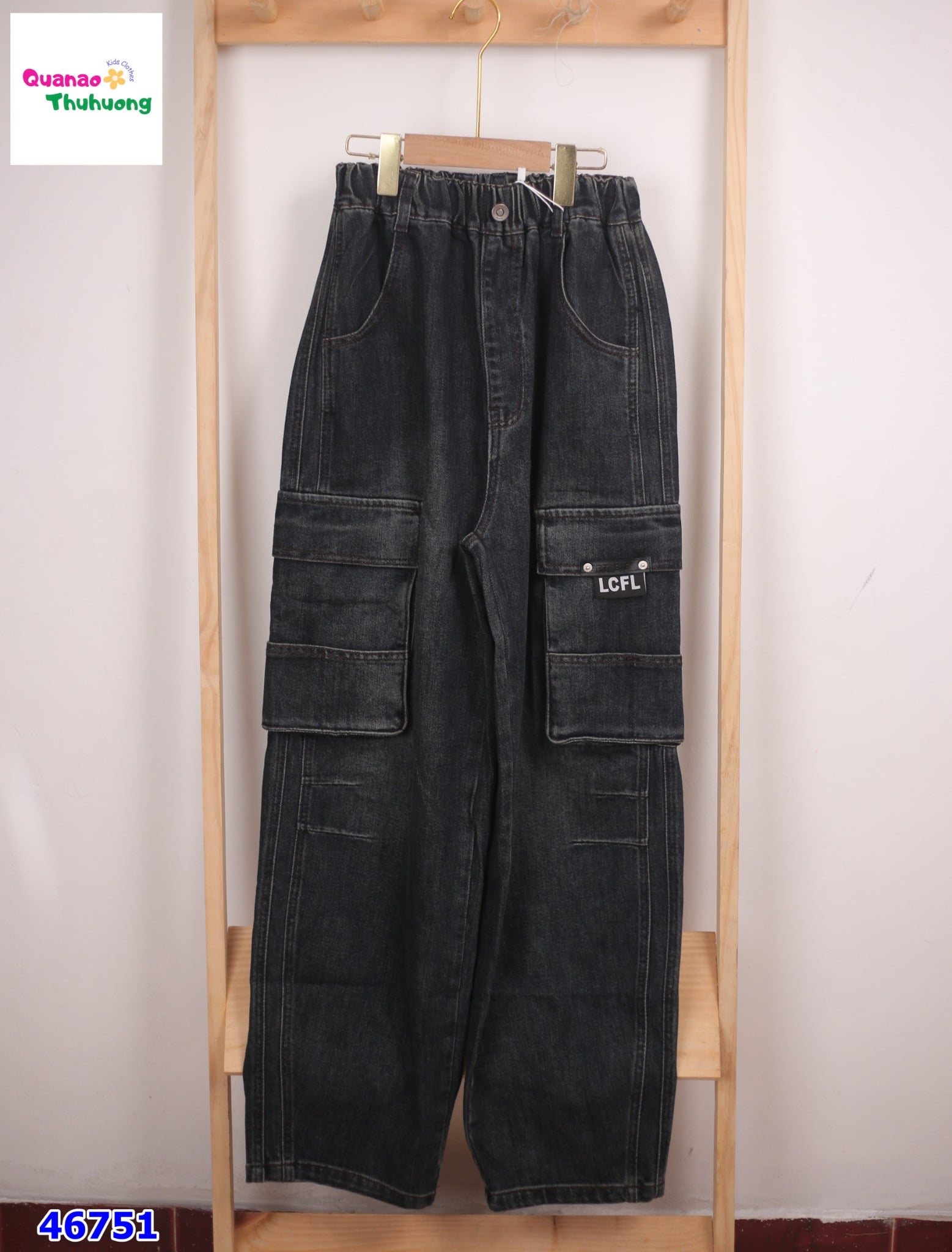 Quần jean Bantang đen túi hộp LCFL
