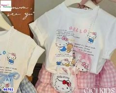 Set Cici trắng Kitty, chân váy hồng
