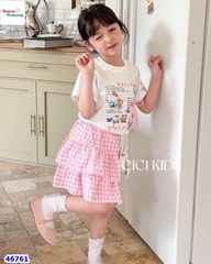 Set Cici trắng Kitty, chân váy hồng