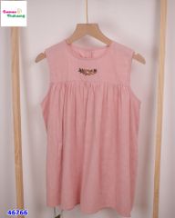 Đầm hồng sát nách thêu hoa