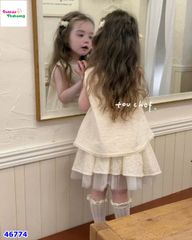 Set váy kem dập hoa ren