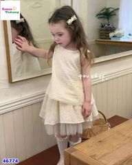 Set váy kem dập hoa ren