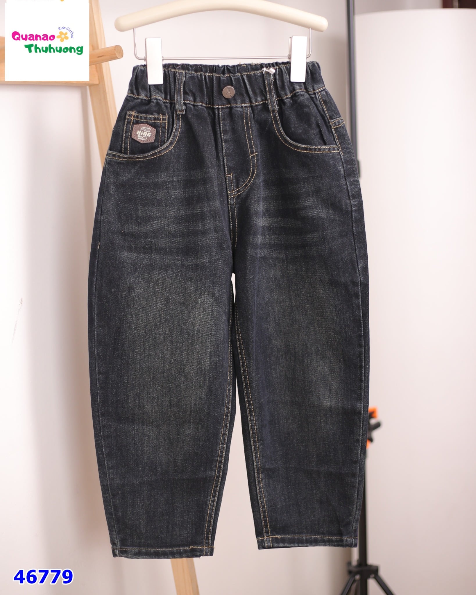 Quần jean dài đen loang one Beath