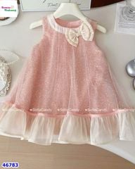 Đầm tiệc Sofia hồng kim tuyến đính nơ