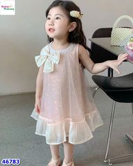 Đầm tiệc Sofia hồng kim tuyến đính nơ