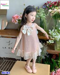 Đầm tiệc Sofia hồng kim tuyến đính nơ