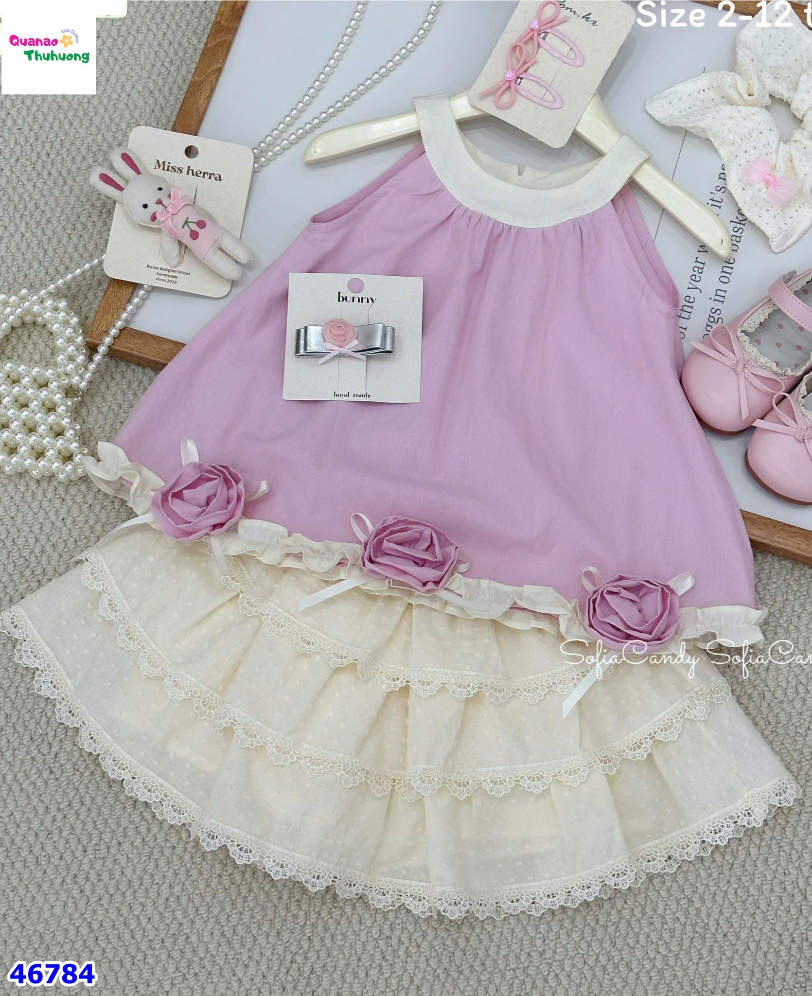 Set Sofia áo yếm hồng