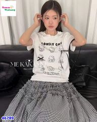 Áo trắng Hello kitty đen