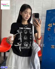 Áo đen Hello kitty trắng