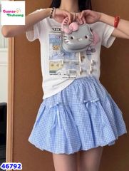 Chân váy bí caro xanh