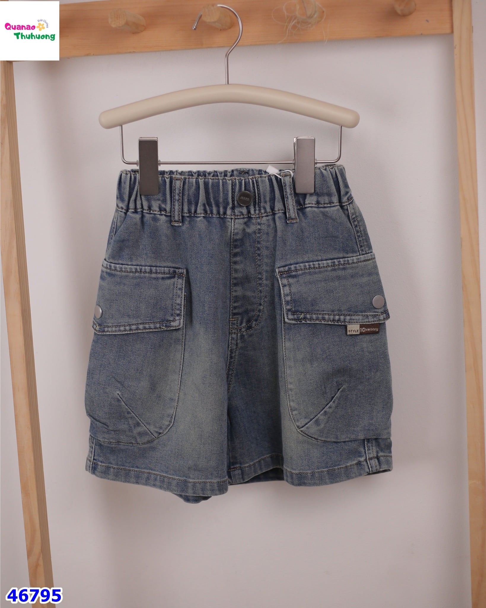 Quần short jean Bantang xanh túi hộp