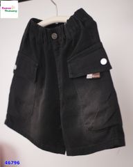 Quần short jean Bantang đen túi hộp