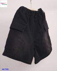 Quần short jean Bantang đen túi hộp