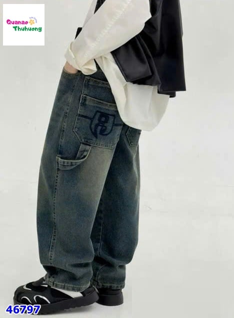 Quần jean dài xanh túi W