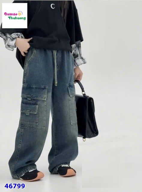 Quần jean dài xanh túi hộp