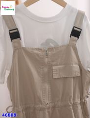 Set đầm yếm xám, áo trắng M