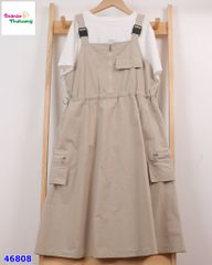 Set đầm yếm xám, áo trắng M