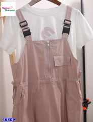Set đầm yếm hồng, áo trắng M