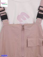 Set đầm yếm hồng, áo trắng M