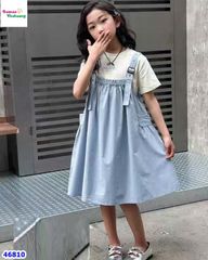 Set đầm yếm xanh, áo trắng MOKW