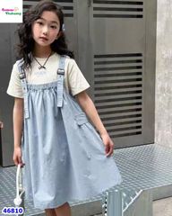 Set đầm yếm xanh, áo trắng MOKW