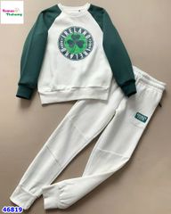 Bộ nỉ Primark trắng tay xanh