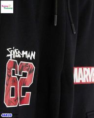 Bộ nỉ Primark trắng Marvel, quần đen