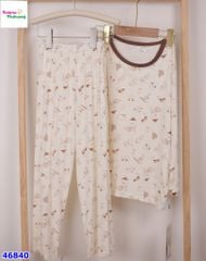 Bộ dài Tencel kem họa tiết vớ