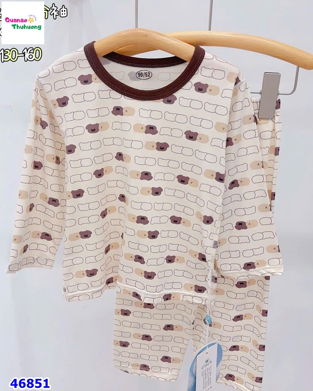 Bộ dài Tencel kem nhiều gấu