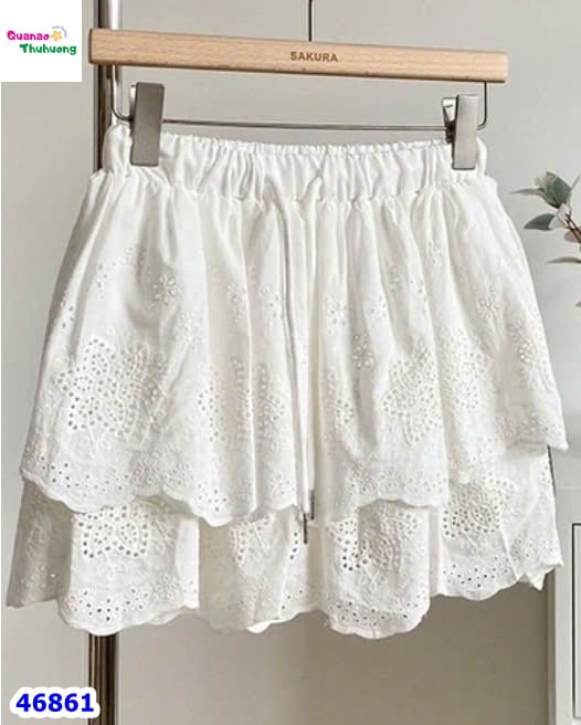 Chân váy ren trắng hoa to