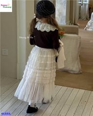 Chân váy ren viền ren kem