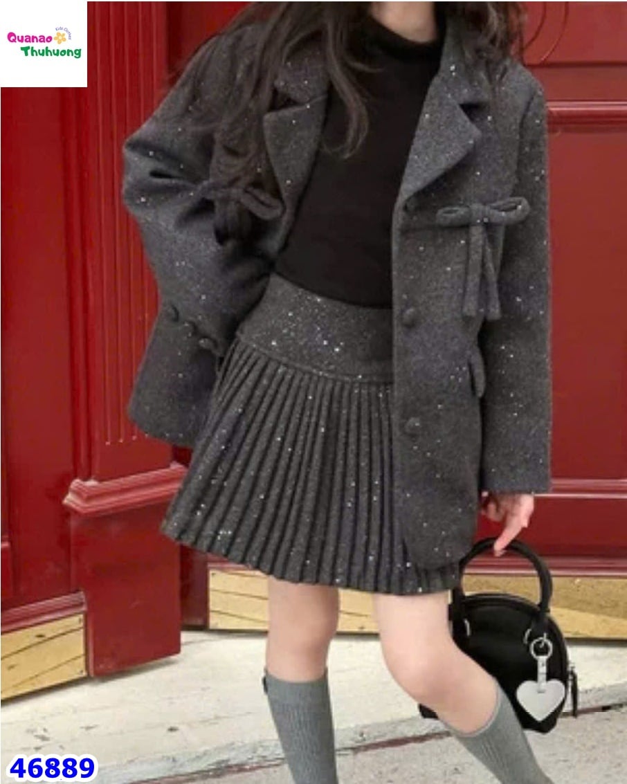 Chân váy xếp ly xám MIU