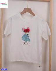 Áo thun trắng cô gái đính nơ