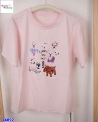 Áo thun hồng in cún