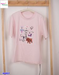 Áo thun hồng in cún