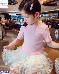 Set MiaKid hồng nơ, cv trắng