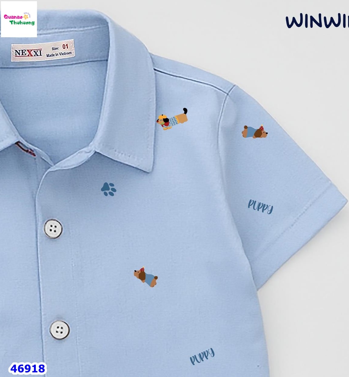 Áo sơ mi Win xanh cún