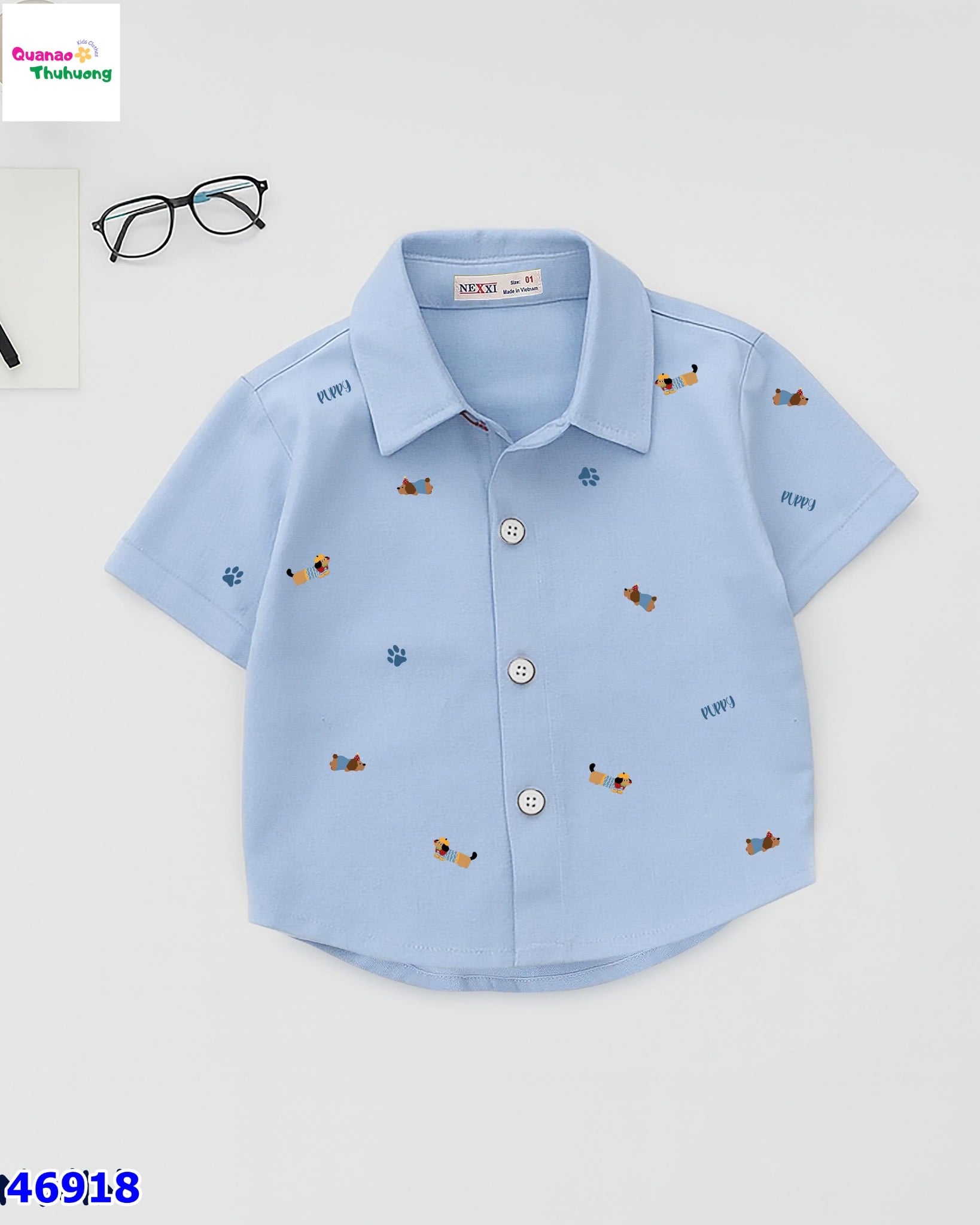 Áo sơ mi Win xanh cún