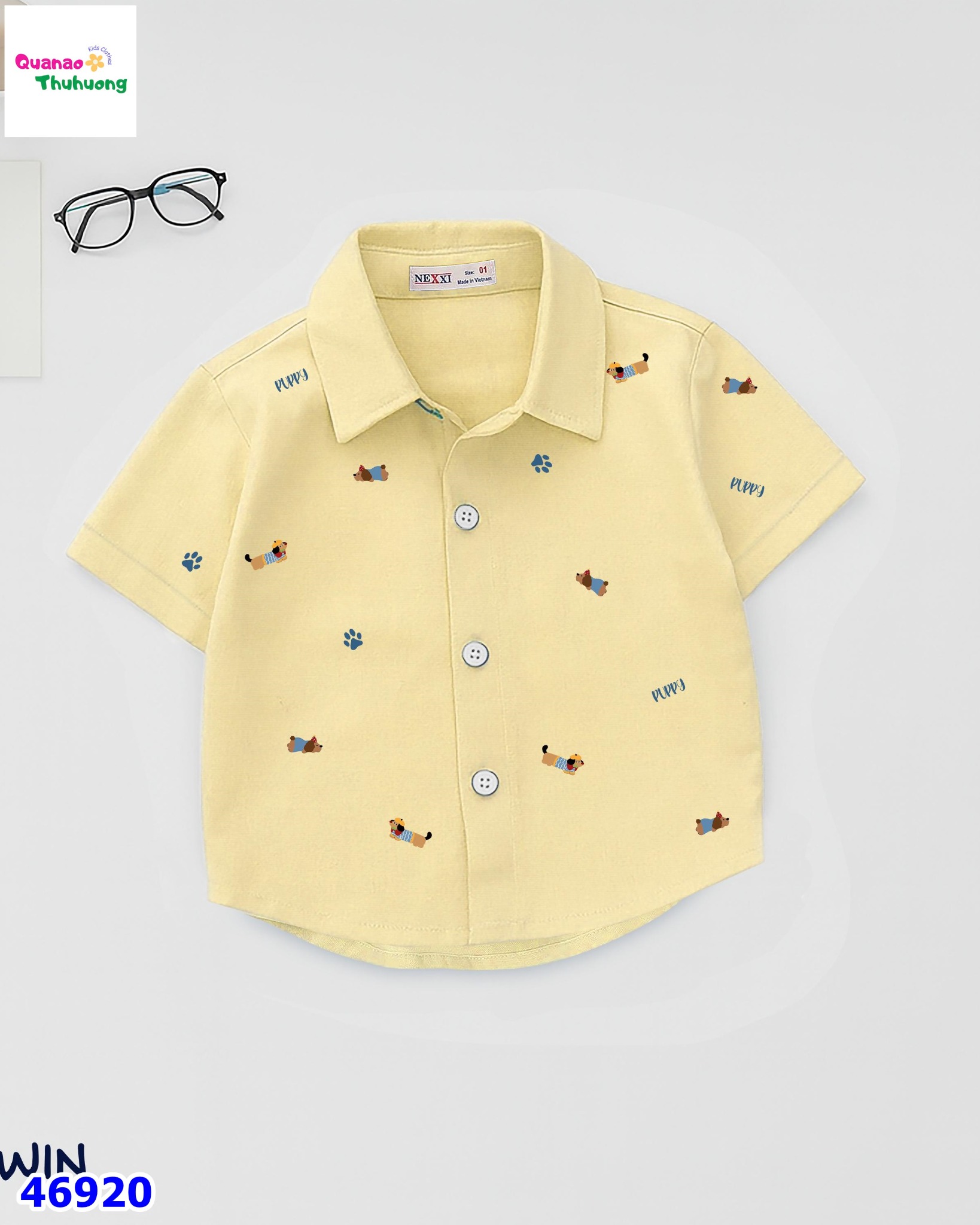 Áo sơ mi Win vàng cún