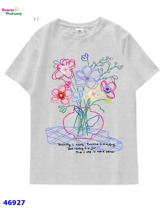 Áo xám hoa nhiều màu