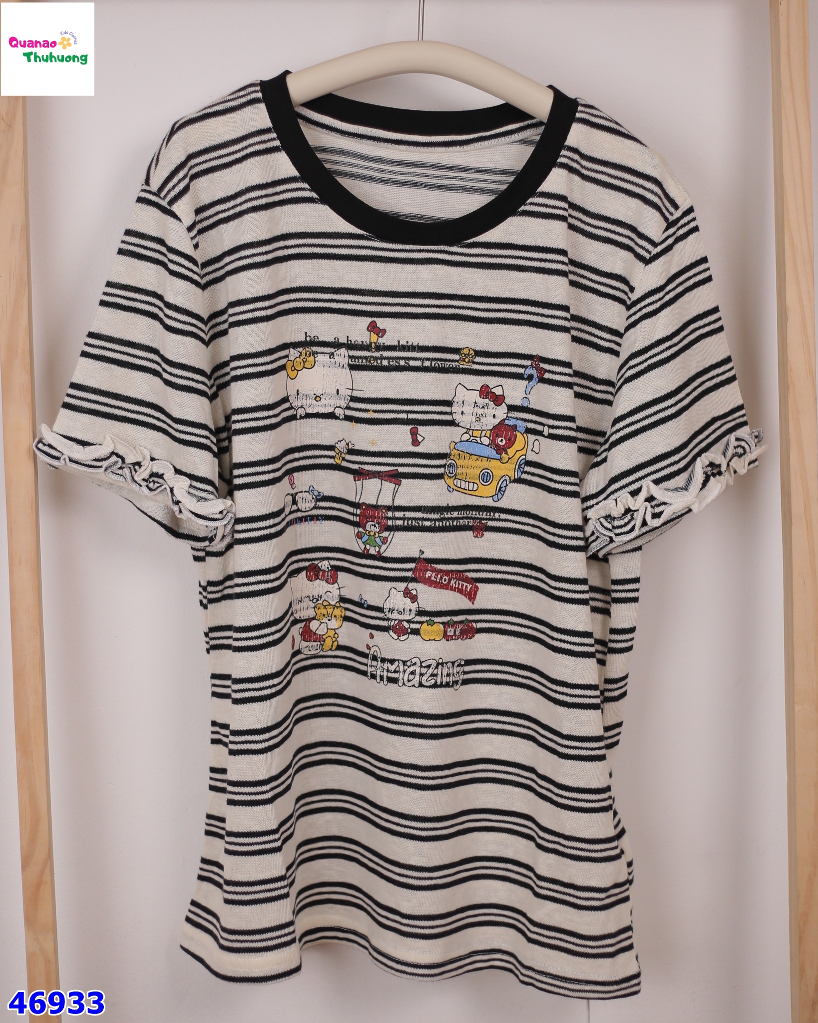 Áo sọc Kitty tay bèo