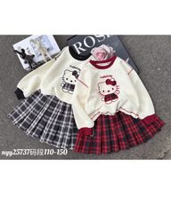 Set áo Hoodie kem viền đỏ Kitty