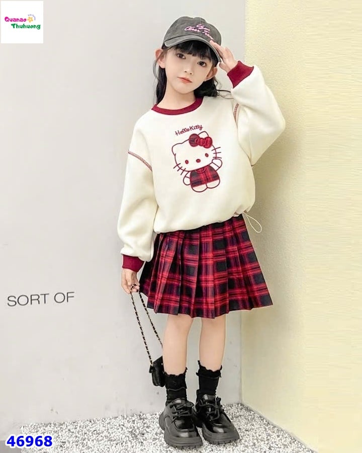 Set áo Hoodie kem viền đỏ Kitty