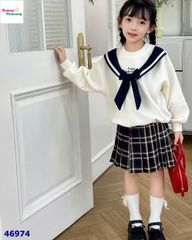 Set áo hoodie kem đính nơ xanh